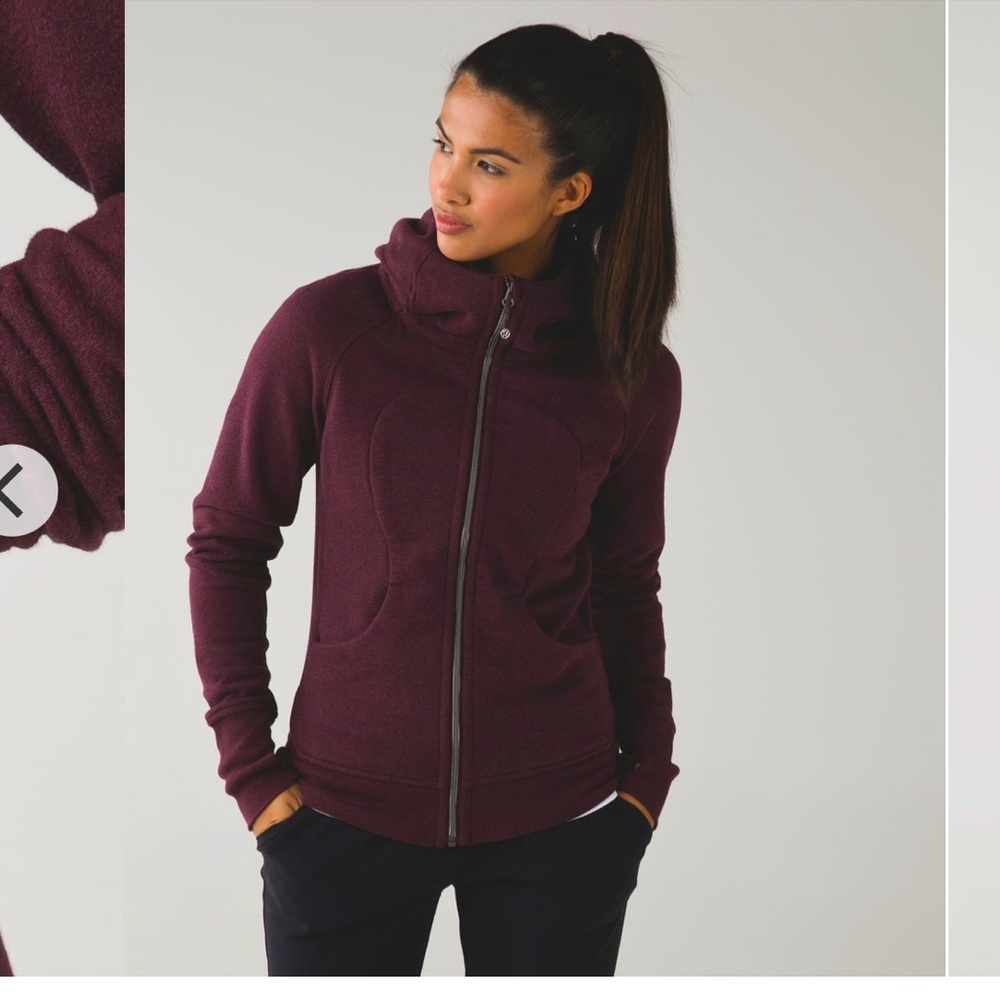 EUC Size 8 Scuba Hoodie Heathered Bordeaux Drama